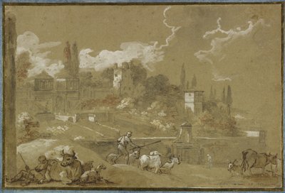 Vista de Campo Vacino, Roma, 1767 de Charles Joseph Natoire